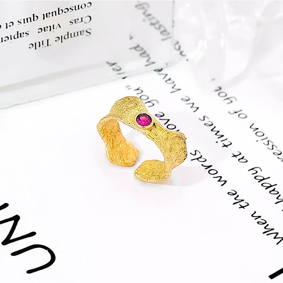 ⚜️[𝟯/$𝟭𝟴]⚜️Gold Pink Textured Resizable Ring NEW - Picture 6 of 8